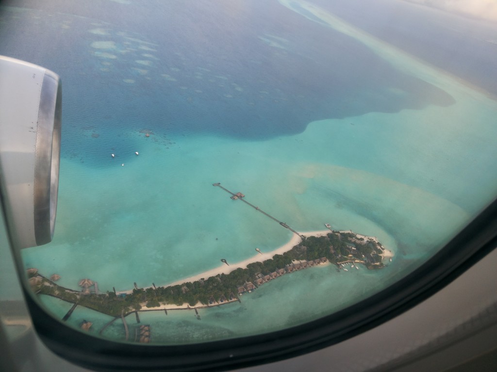 Vista aérea, chegando nas Maldivas